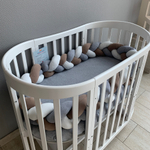 Кровать детская «Zvezdochka» 6 в 1 поперечный маятник, колесо (белый)