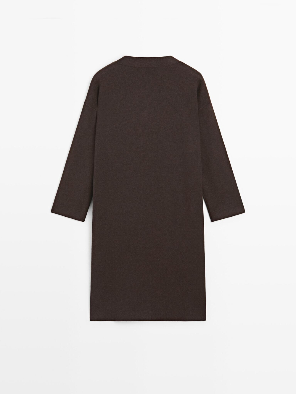 Massimo Dutti Длинный вязаный кардиган с золотыми пуговицами, коричневый