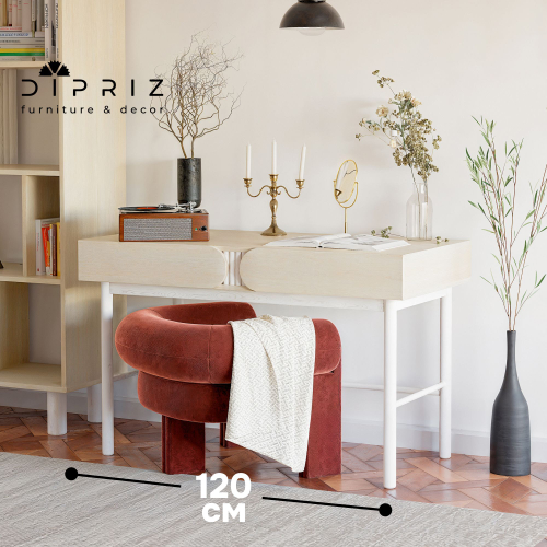 Стол письменный с 2 ящиками Ола 120х60х79 см, дизайнерский компьютерный стол на ножках, ЛДСП/сосна