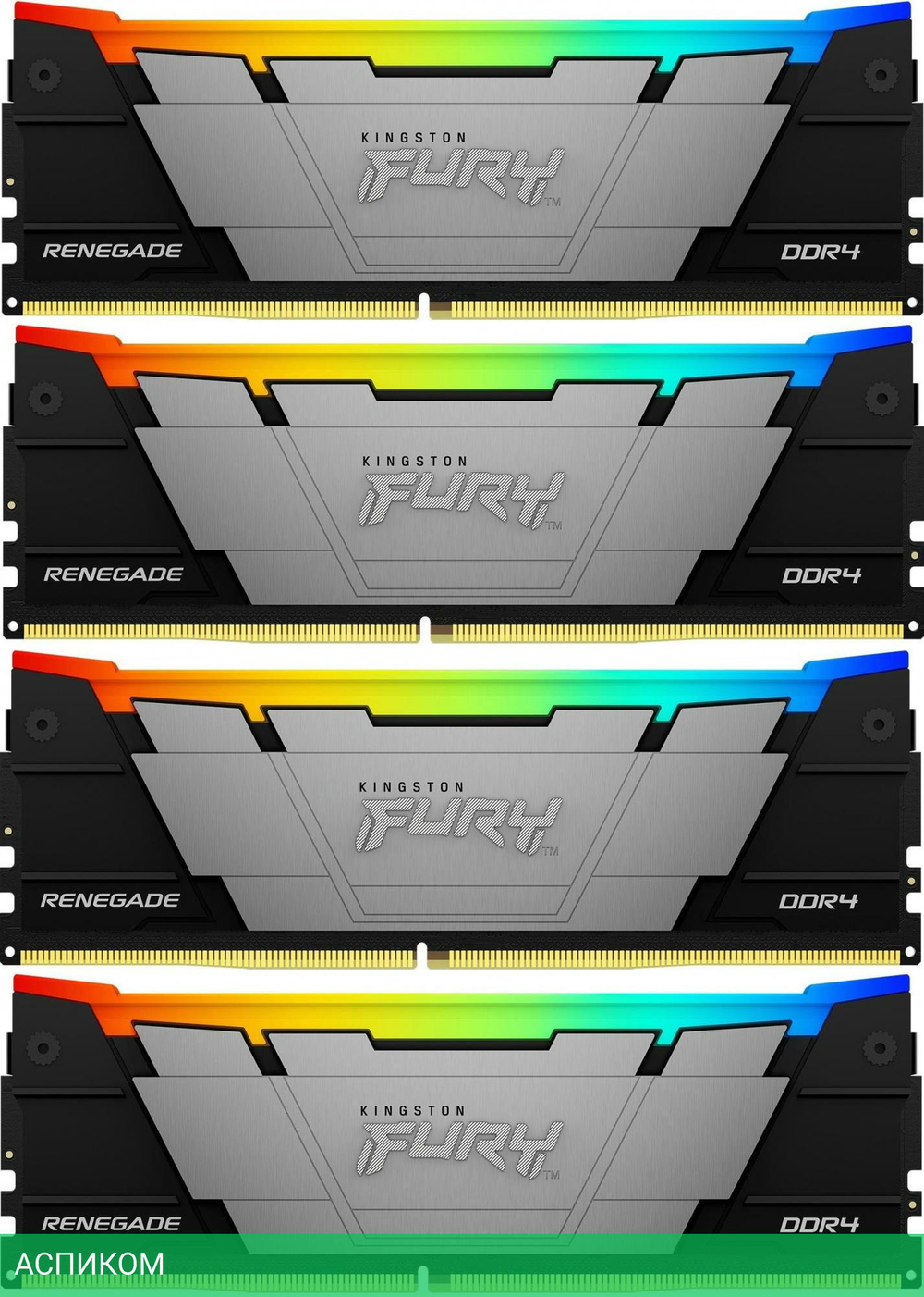 Оперативная память Kingston Fury Renegade RGB Gaming RTL DDR4 4x32GB (KF436C18RB2AK4/128)