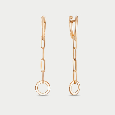 Длинные серьги для женщин из розового золота 585 пробы без вставок (арт. 2203688ш)