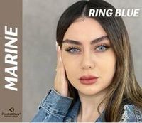 Серо - голубые  линзы для темных и светлых глаз на 3 мес. Rainbow Marine Ring Blue с окантовкой