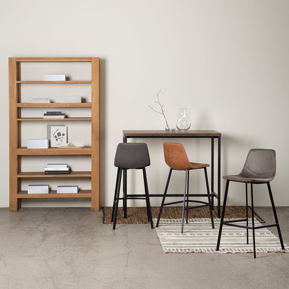 Стул барный Hugh, экокожа, серо-коричневый