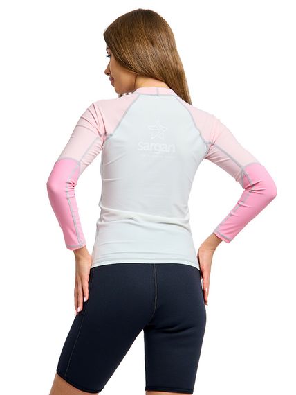 Футболка рашгард лонгслив Sargan Агидель UPF 50+ женская бело-розовая