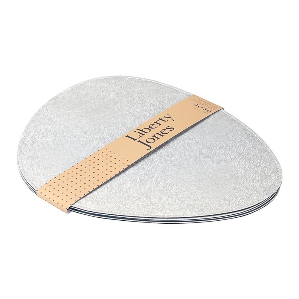 Набор из 4-х двухсторонних сервировочных салфеток Drop, 33х41 см, синий/светло-серый