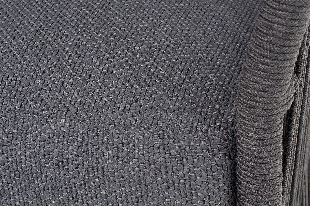 "Лугано" диван 3-местный плетеный из роупа, каркас алюминий темно-серый (RAL7024) муар, роуп темно-серый круглый, ткань темно-серая YB25-0027