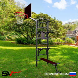 Уличная шведская стенка Sv Sport У407К (Турник/Брусья/Стойка/Скамья/Щит баскет)