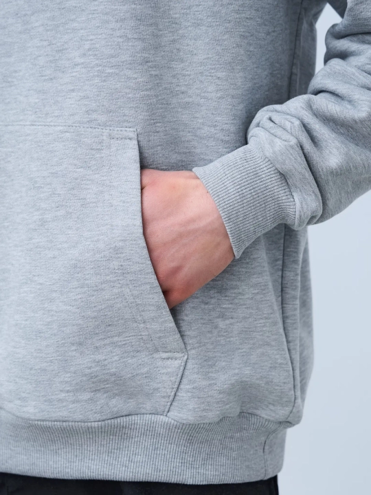 Худи оверсайз без начеса (серый меланж)