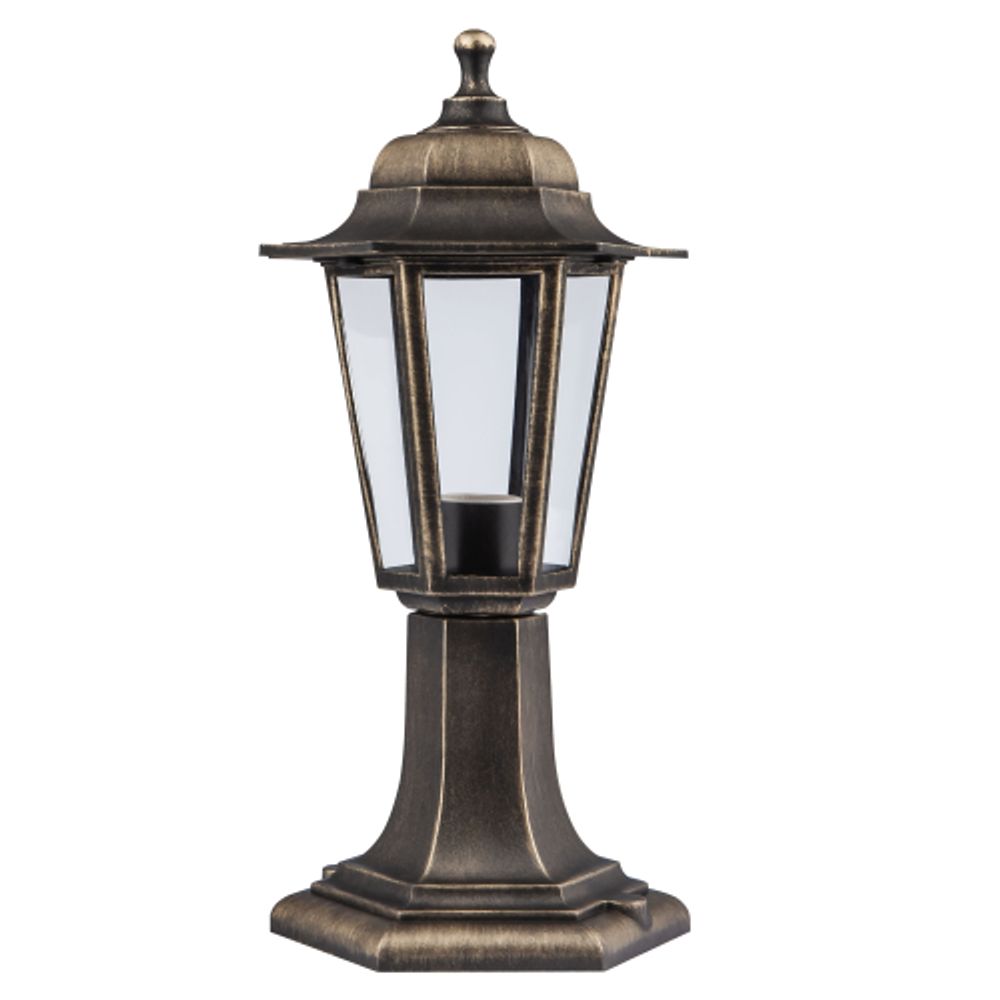 Садово-парковый светильник ЭРА НТУ 06-60-001 бронза 6 гранный напольный IP44 Е27 max60Вт | Садово-парковые светильники