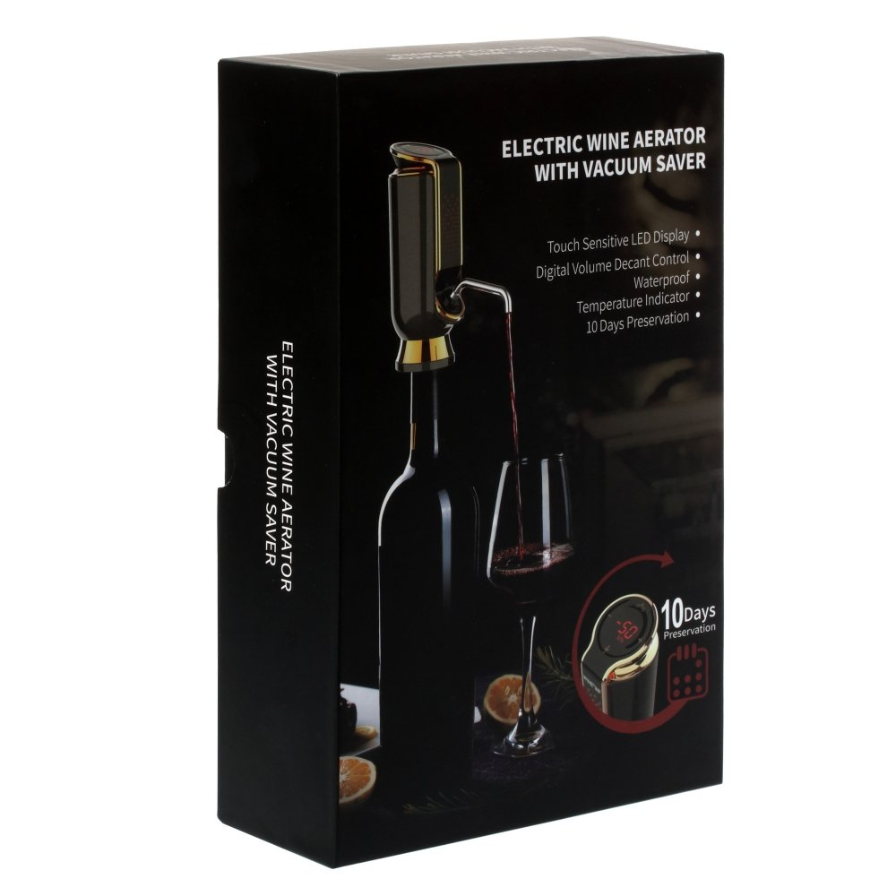 Электронный Винный Аэратор с Вакуумником (чёрно-серый металлик)