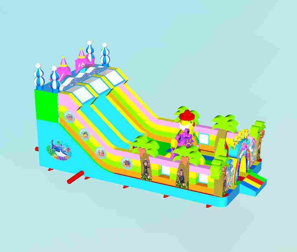 Коммерческий надувной батут «В гостях у дельфинов», 10*5*5 м