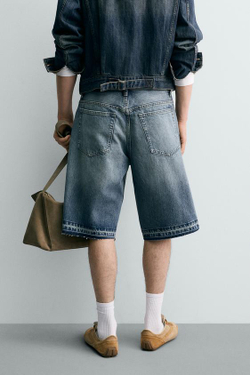 ZARA ДЖИНСОВЫЕ ШОРТЫ RELAXED FIT, СИНИЙ