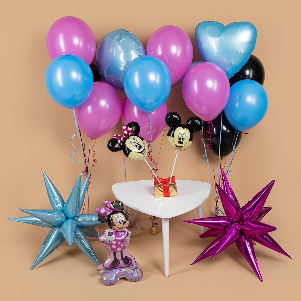 Шар с клапаном (15''/38 см) Мини-фигура, Микки Маус, 1 шт.