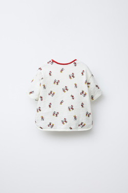 ZARA ФУТБОЛКА ИЗ РЕЛЬЕФНОЙ ТКАНИ С ПРИНТОМ MICKEY © AND MINNIE MOUSE © DISNEY, ЖЕЛТОВАТО-БЕЛЫЙ