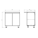 Кухонный модуль напольный 80 см Малага 2 двери со столешницей, с дубовой панелью, на ножках / зеленый самшит, массив дуба