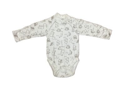 Боди длинный рукав на кнопках с антицарапками швы наружу из интерлока (100% хлопок) на рост 56 см