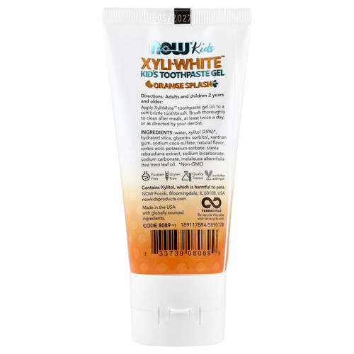 NOW Foods, Xyli-White™, детская зубная паста-гель, апельсин, 85 г (3 унции)