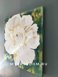 Картина маслом "Белоснежный пион"