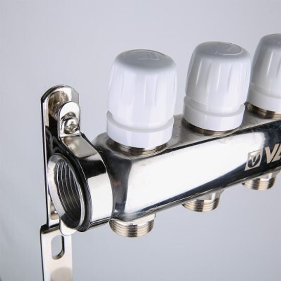 Коллекторный блок Valtec 1"х3/4" 10 выходов (нерж. сталь) VTc.588.EMNX.0610