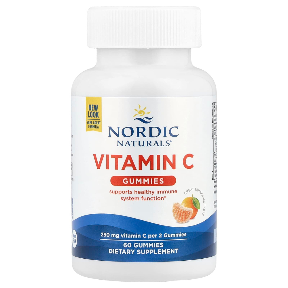 Nordic Naturals, Жевательные мармеладки с витамином C, мандарин, 60 жевательных мармеладок (125 мг в 1 жевательной мармеладке)