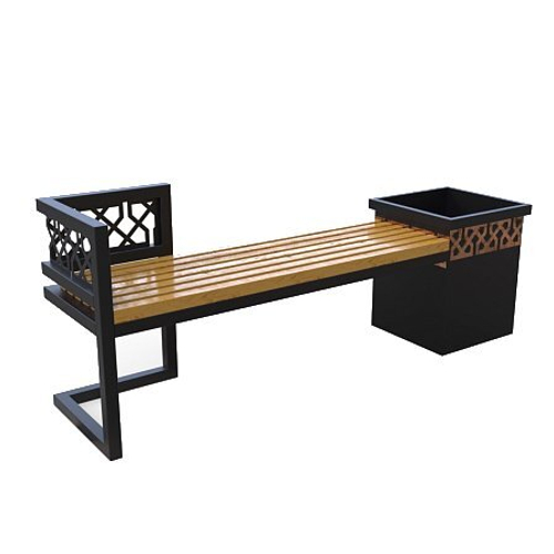 Лавка City c 1 вазоном