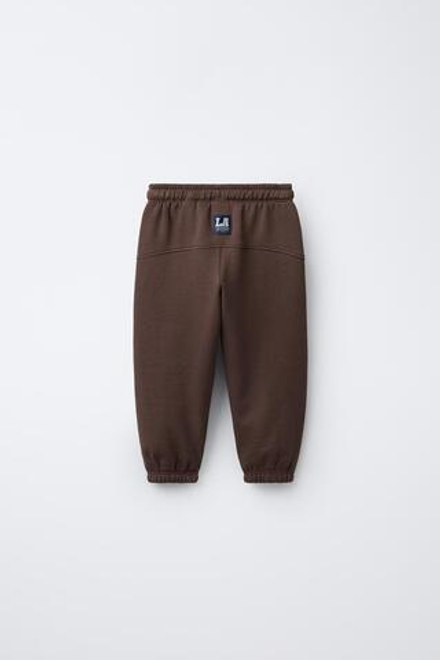 ZARA БРЮКИ-ДЖОГГЕРЫ С ВЫШИВКОЙ, КОРИЧНЕВЫЙ