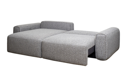 Диван Garda Decor трехместный Турин (Turin)(2 секции) с канапе и мех черно, серый Santo1606 255*163,568 см