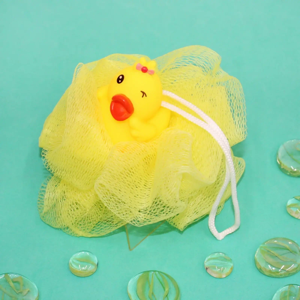 Мочалка-шар для тела полипропиленовая детская «Baby Boom - Утя», цвет розовый, 20гр, d-11см