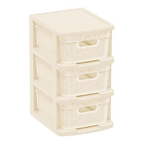 Комод 3 ящика, Ajur, 30х37х52 см, сл кость, плетеный, BQ3795СЛК, BranQ