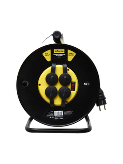 Силовой удлинитель на катушке Inforce 4 гнезда, с/з КГт 3х1,5 16A 50м IP44 GRANITE ZG 09-15-02