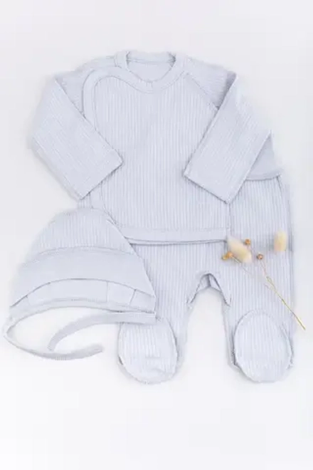 Комплект распашонка ползунки рубчик Biniboo графитовый