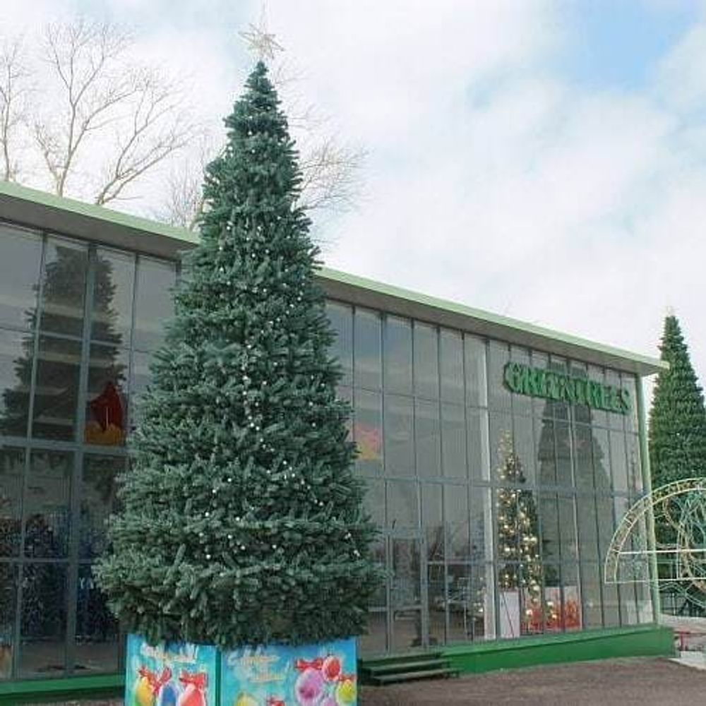 Уличная елка каркасная "Уральская изумрудная" (пвх бело-зелёная) 13 м