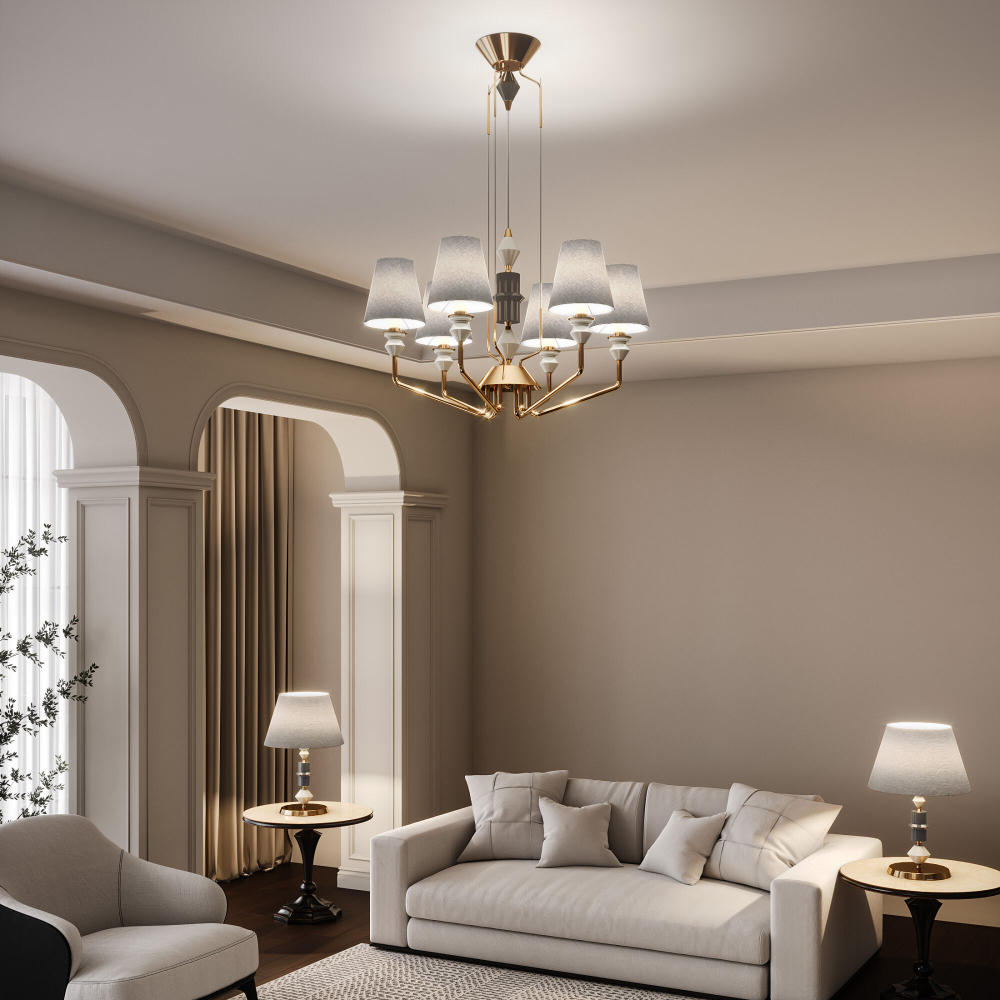 Умная люстра с декором из керамики 101012/6