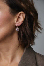 Серьги розовые кристаллы на каталонском замке, оттенок золото антик