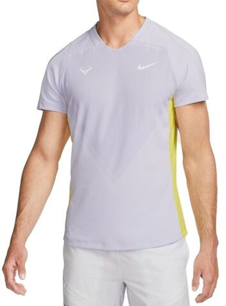 Мужская теннисная футболка Nike Court Dri-Fit Advantage Rafa Top - белый, Фиолетовый, желтый