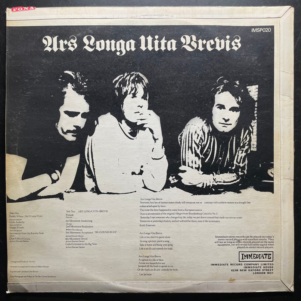 The Nice ‎– Ars Longa Vita Brevis (Англия 1968г.)