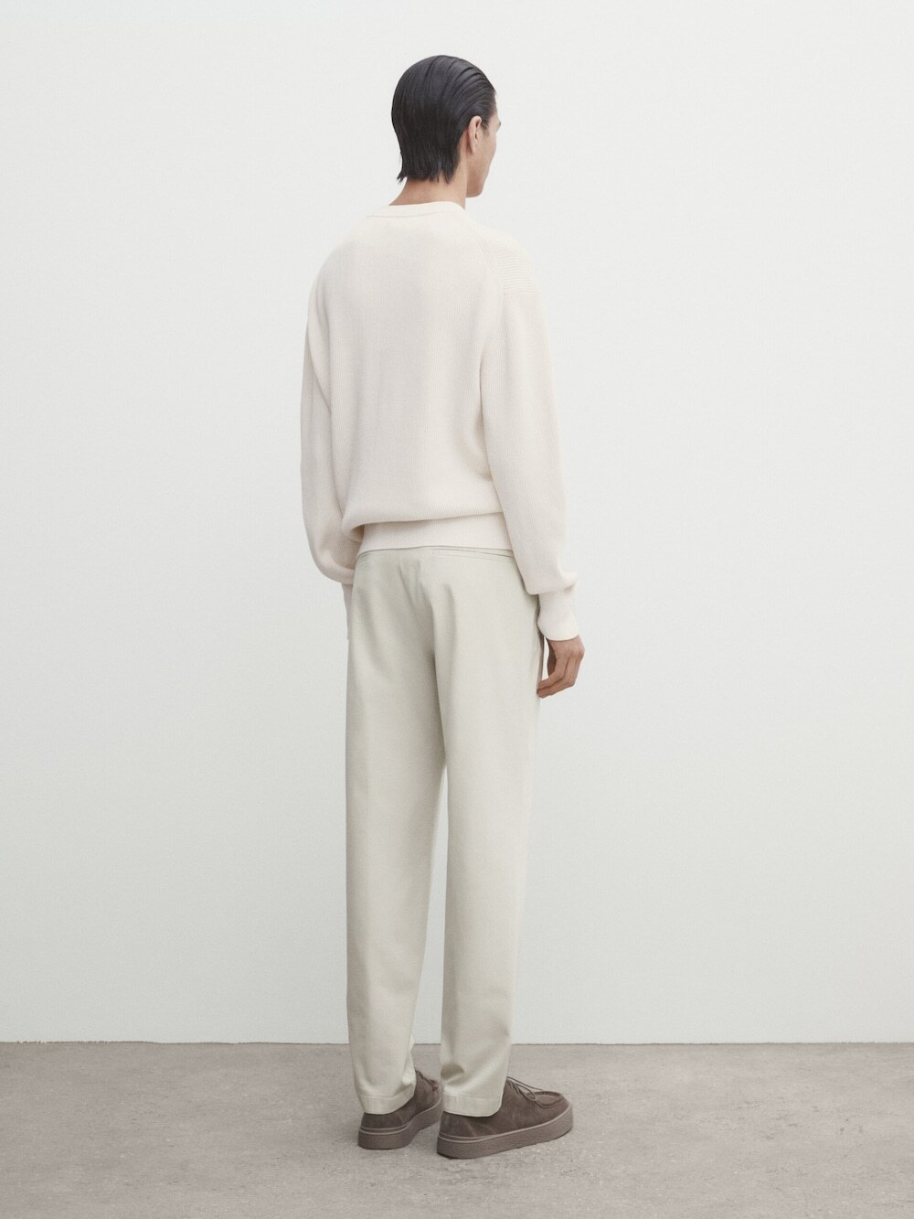 Massimo Dutti Зауженные брюки чинос из трикотина, дымчатый