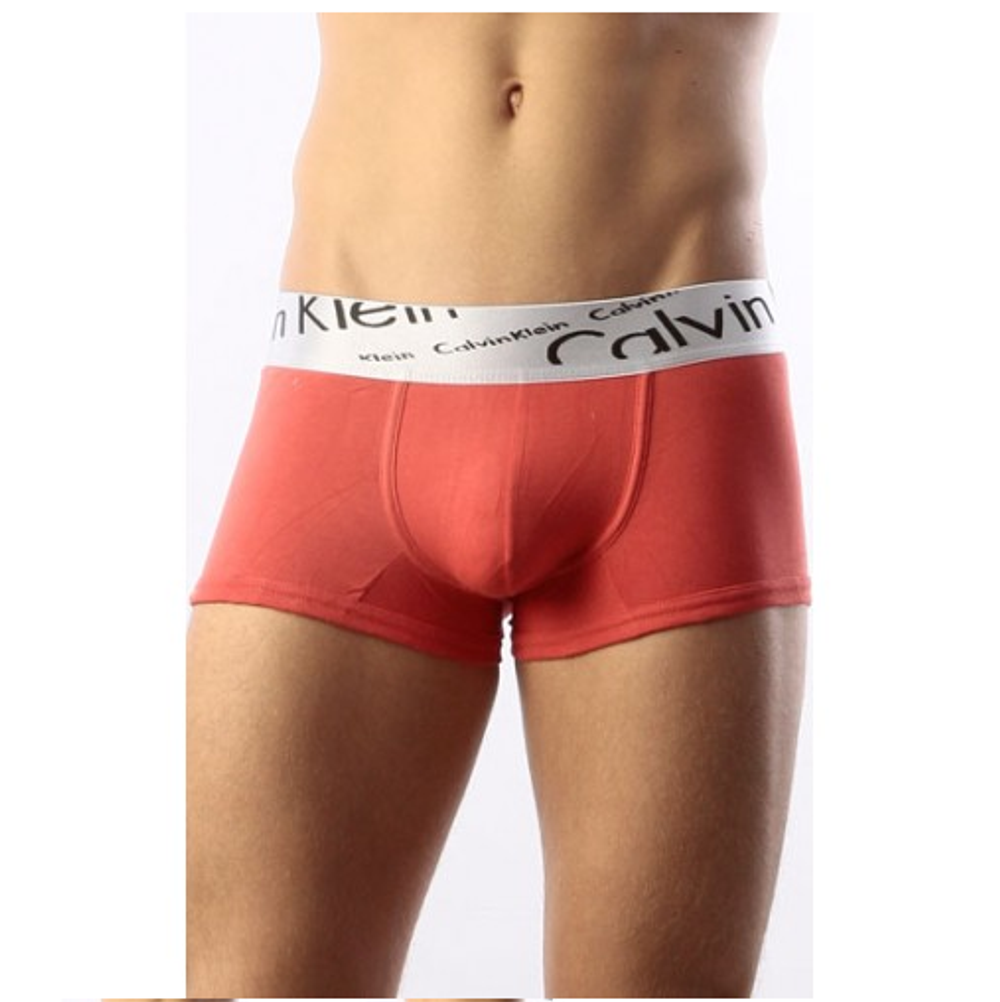 Мужские трусы боксеры красные с серебристой резинкой Calvin Klein Silver Italics Boxer Red