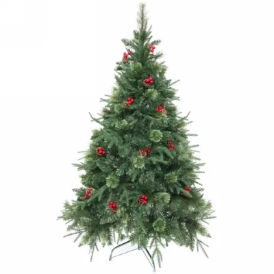 Ёлка «Царевна Зима» 150 см, ПВХ+Леска+Резина, шишки и ягоды (345 веток)