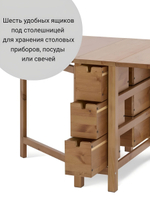 IKEA Стол складной NORDEN, 26/87/148x80, коричневый, из массива сосны, МЫРПОМ (НОРДЕН ИКЕА), из массива дерева