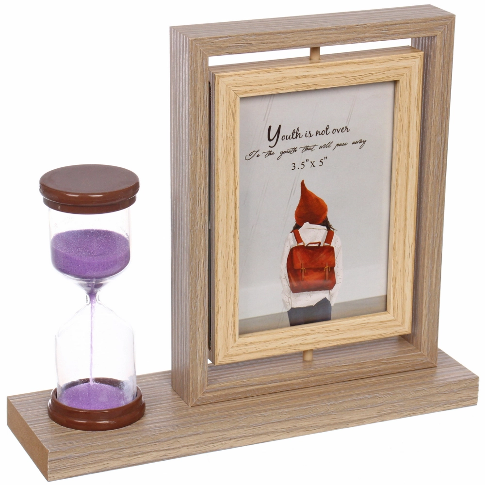 Фоторамка 9*13см вращающаяся с песочными часами, коричневая