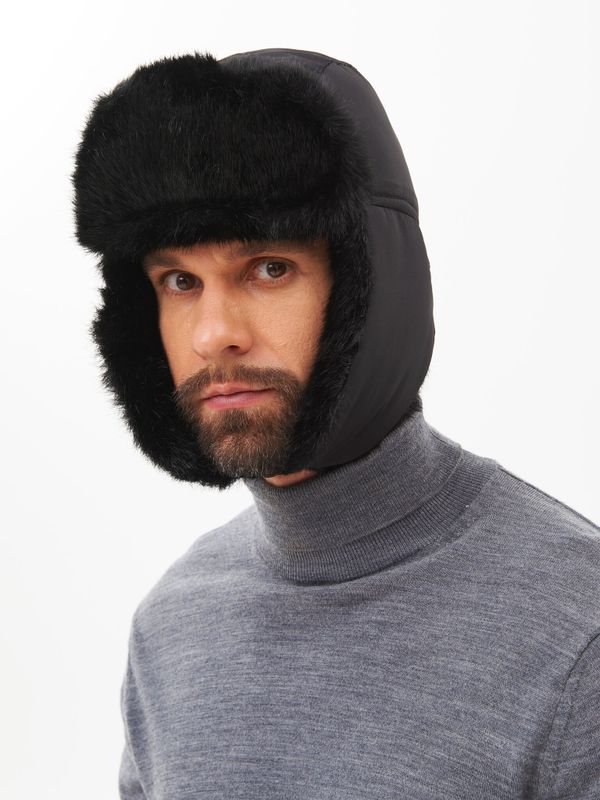 Шапка ушанка с маской Евро Норка ткань Taslan цвет Чёрный