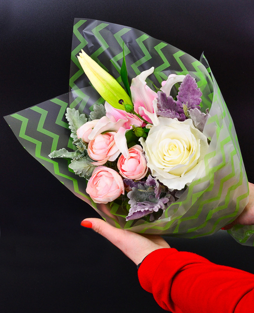 Пленка матовая с рисунком "Зигзаг" Светло-салатовая