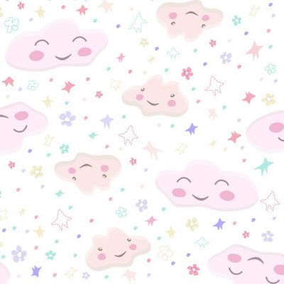 милые облака с цветами и звездами