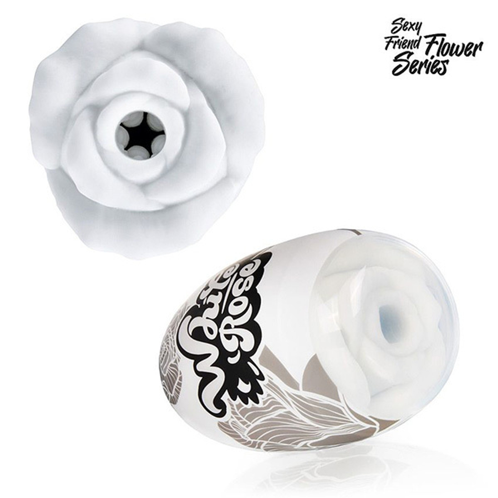Белый нереалистичный мастурбатор 15см в форме бутона цветка Bior Toys Sexy Friend Flower White Rose SF-70285