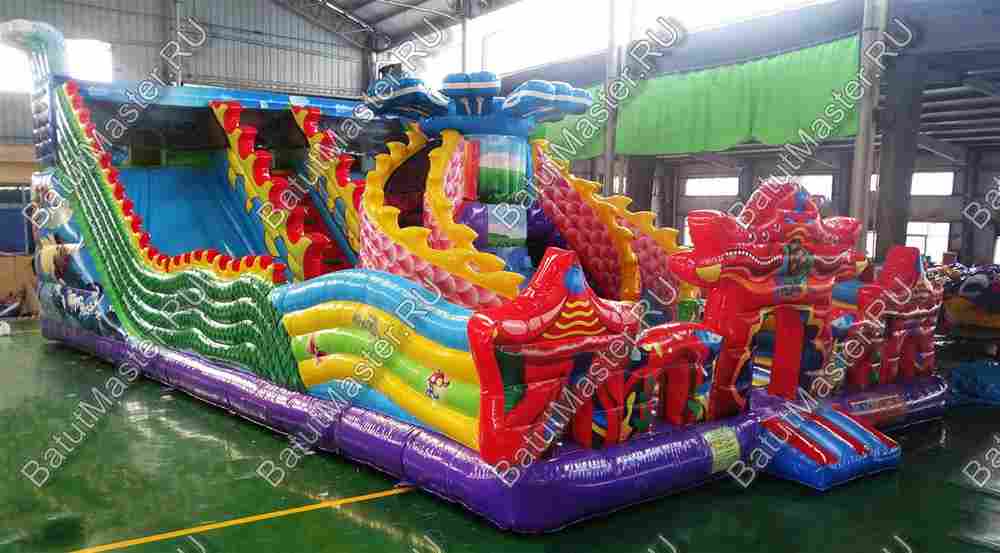 Коммерческий надувной батут "Хижина дракона", 15*8*6,3 м