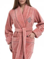 Халат женский махровый 4165 пудра NUSA Турция