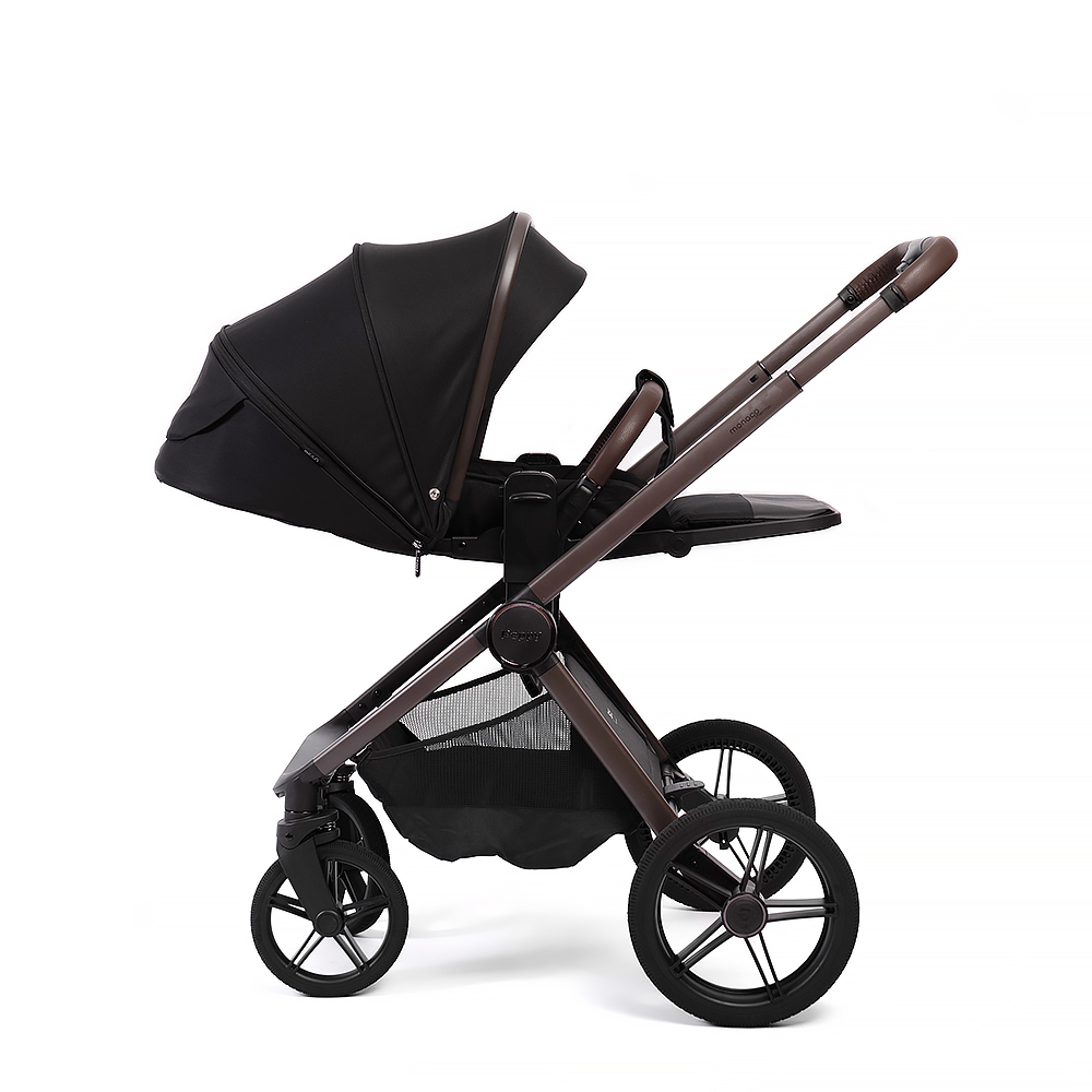 Коляска 2 в 1 Peppy Monaco thermo Black (черный), рама серо-коричневая