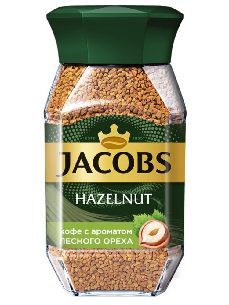 Кофе растворимый Jacobs Hazelnut с ароматом лесного ореха, стеклянная банка 95 г 3 шт