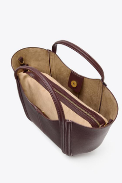 ZARA НЕБОЛЬШАЯ СУМКА С ДЕКОРАТИВНОЙ СТРОЧКОЙ, БУРГУНДИ